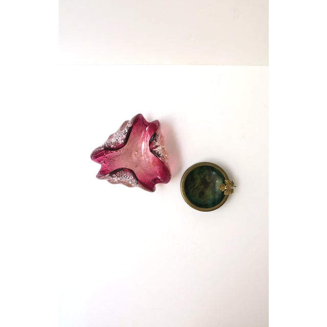 Mid 20th Century Italian Alabaster Marble and Brass Ashtray or Jewelry Dish, Mid-20th Century For Sale - Image 5 of 10