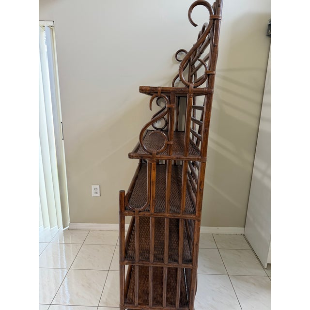 Vintage McGuire-Style Rattan & Woven Cane Étagère For Sale - Image 10 of 12