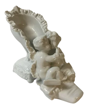 20th Century ‘Ceramic’ Shoe Vase With Two Cherubs