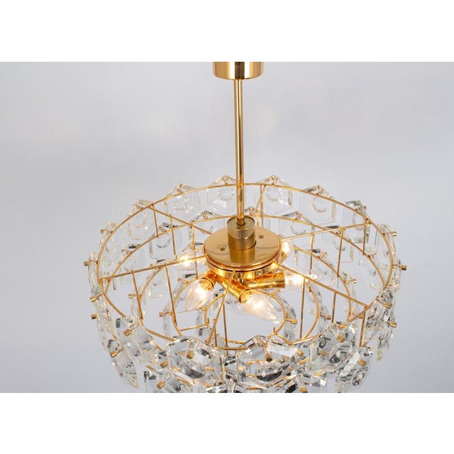 Chandelier Gilt Brass and Crystal Glass from Kinkeldey, Germany, 1970s For Sale - Image 6 of 15