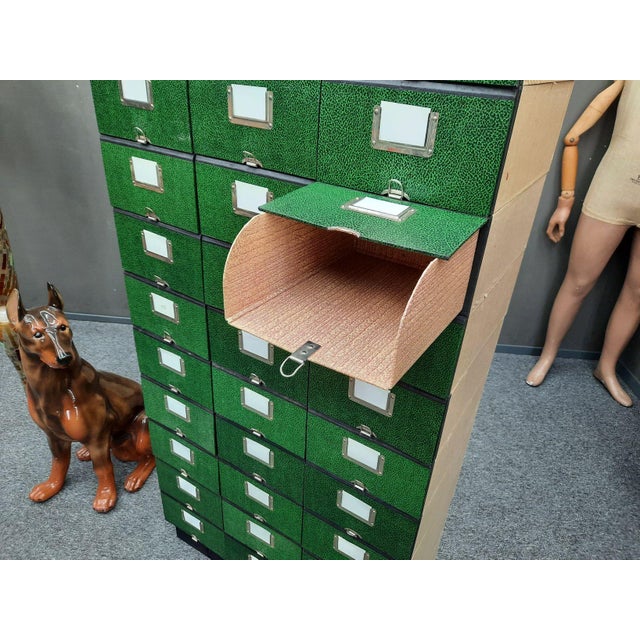 Green Mid-Century Modern Highboard with File Boxes, 1950s, Set of 31 For Sale - Image 8 of 13