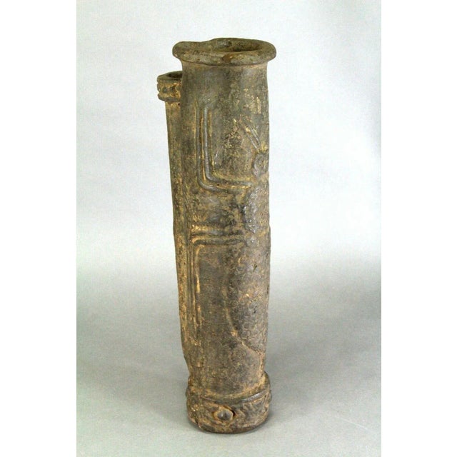 Tribal Antique African Bamileke Cameroon Tobacco Pipe Black Clay - Beetle For Sale - Image 3 of 10
