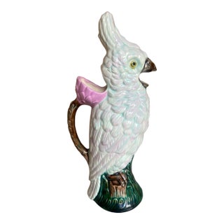 Vintage Mottahedeh Parrot Majolica Pitcher For Sale