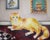 Smarter than you Think by Zoa Ace | Oil Painting of an orange cat in a room with a chessboard For Sale