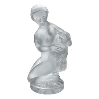 Lady with a Fawn Figurine in Crystal, 1980s For Sale