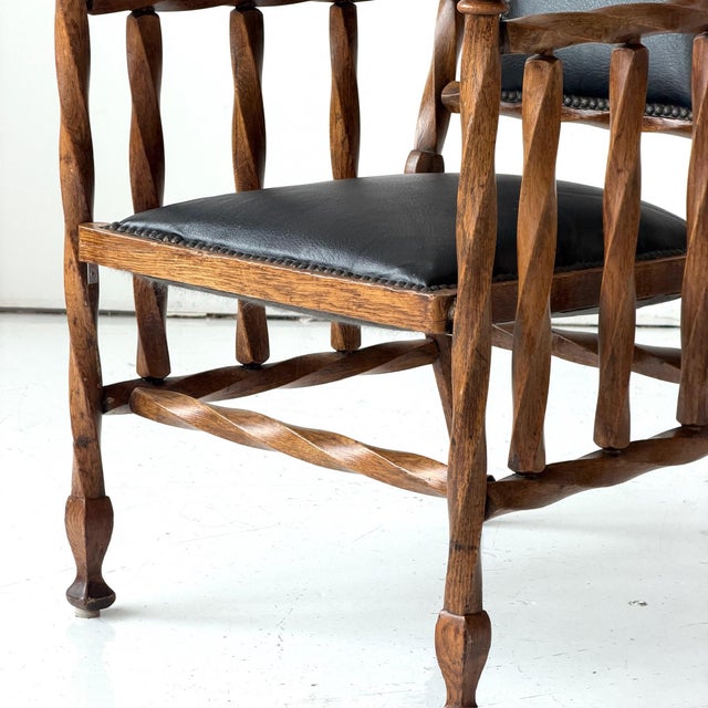 Victorian Mid 20th Century Victorian Twisted Wood Armchair For Sale - Image 3 of 9