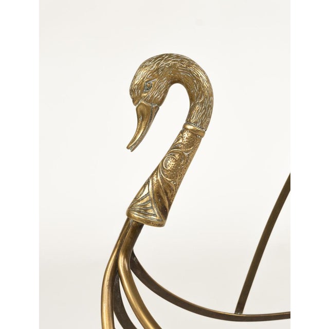 Mid-Century Swan Shaped Magazine Rack in Brass attributed to Maison Jansen, 1960s For Sale - Image 9 of 11