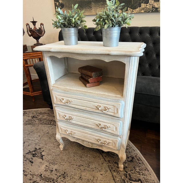 Cream Vintage Country French Occasional Painted Cabinet Nightstand - Mid 20th C For Sale - Image 8 of 9