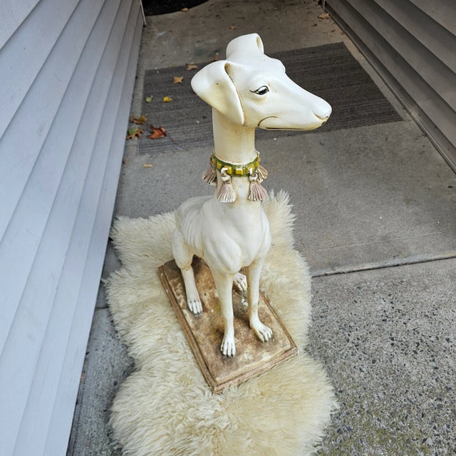 1940s Late Art Deco Sicilian Marwal Chalkware Greyhound.Statue For Sale - Image 11 of 12
