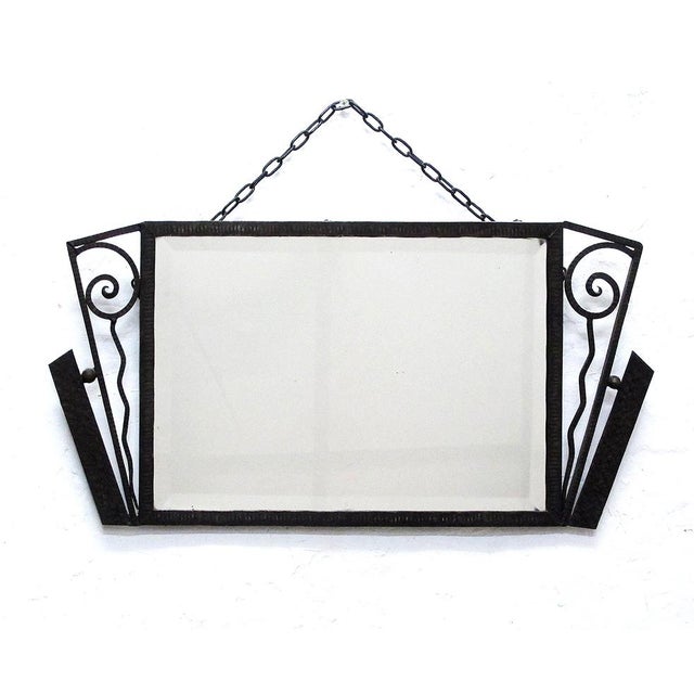 Wall Mirror with Wrought Iron Frame, Belgium, 1930s For Sale - Image 5 of 5