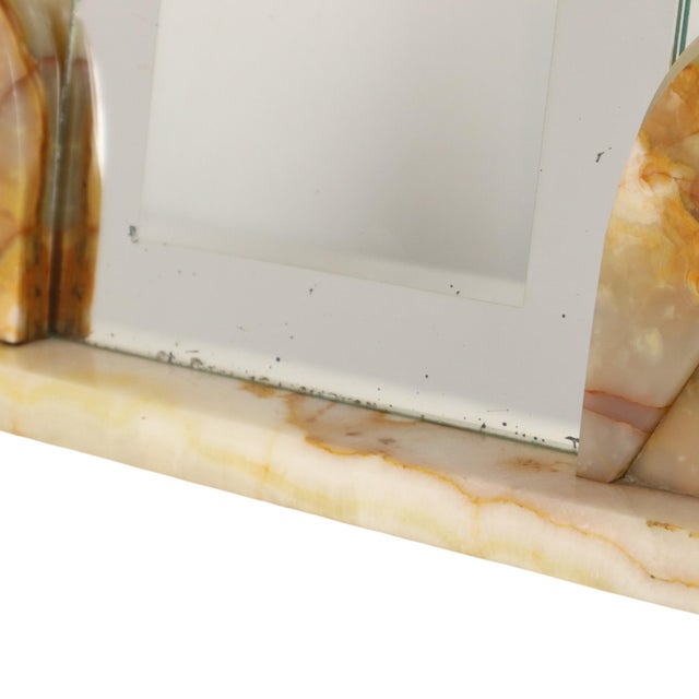 Large Art Deco Onyx Marble Photo Picture Frame with Mirrored Border, 1930s For Sale - Image 6 of 18