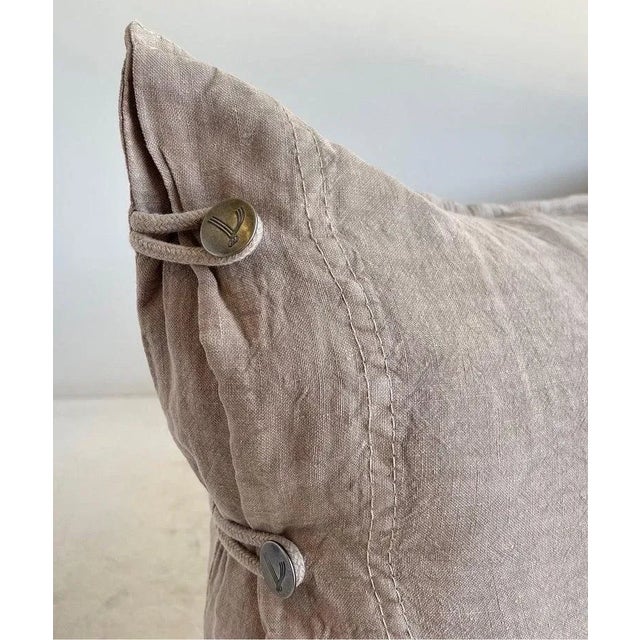 Linen French Linen Lumbar Pillow Cover With Decorative Button Closure For Sale - Image 8 of 9