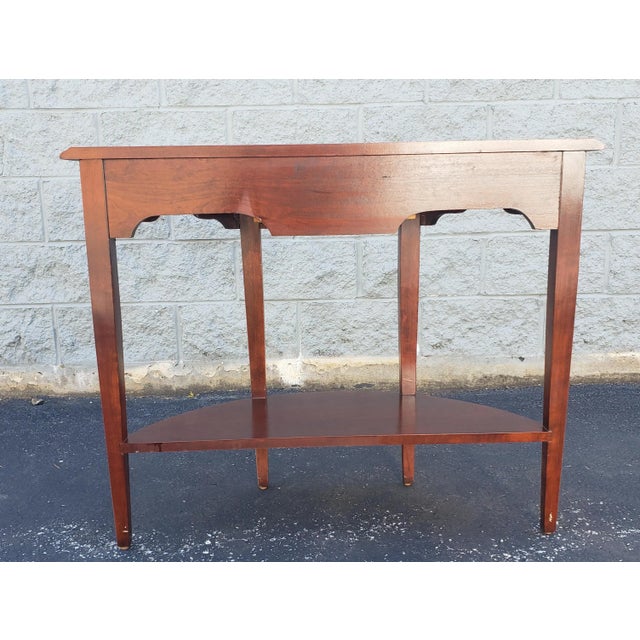 Late 20th Century Solid Cherry Tiered Single Drawer Demi-Lune Console Table For Sale - Image 10 of 12