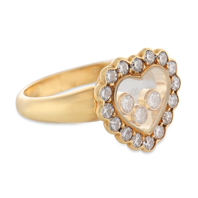 Chopard Mid 20th Century Chopard Happy Diamond 18k Yellow Gold Heart Ring, Size 4 For Sale - Image 4 of 6