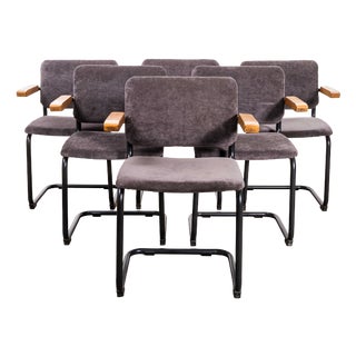 Cantilever Peninsular Blue Frame Dining Chairs, 1970s, Set of 6 For Sale