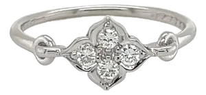 Cartier Hindu 18k White Gold & Diamond Floral Ring Size 5.25