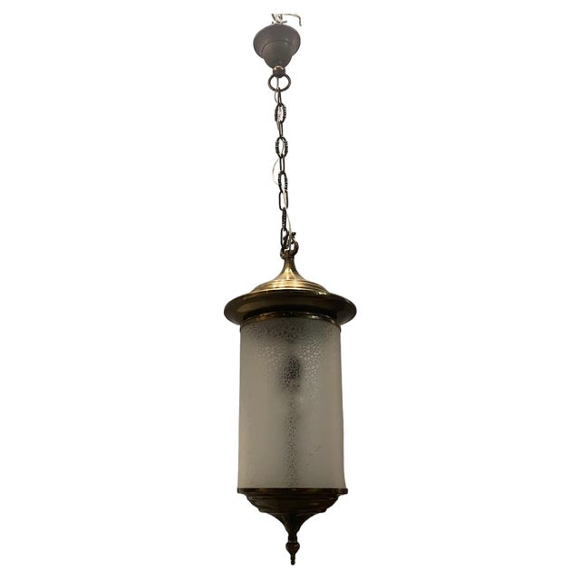 Vintage Glass Light Pendant in Bronze, 1960s For Sale