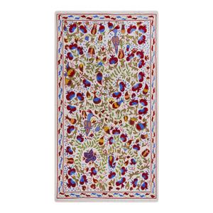 Uzbek Suzani Embroidered Wall Hanging – Floral Boho Textile Art 3'7'' X 6'
