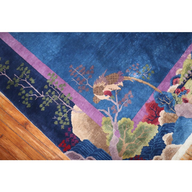 Zabihi Collection Blue Chinese Art Deco Rug For Sale - Image 11 of 18