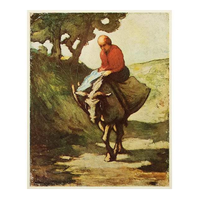 Circa 1950s After Honoré Daumier "Coming Back From Market" Vintage Full Color Print For Sale