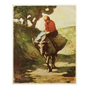 Circa 1950s After Honoré Daumier "Coming Back From Market" Vintage Full Color Print