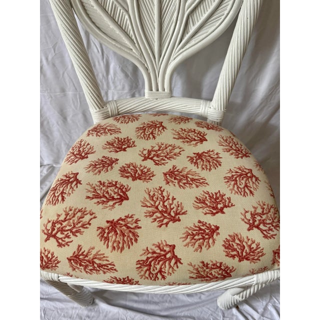 Vintage Palm Beach Regency Braided Rattan Dining Chairs With Palm Leaf Motif - Newly Painted - Set of 6 For Sale - Image 10 of 11