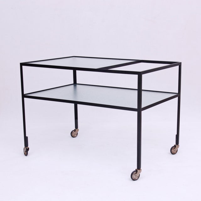 Metal Early Version Bar Trolley by Herbert Hirche for Chr. Holzäpfel, 1950s For Sale - Image 7 of 8