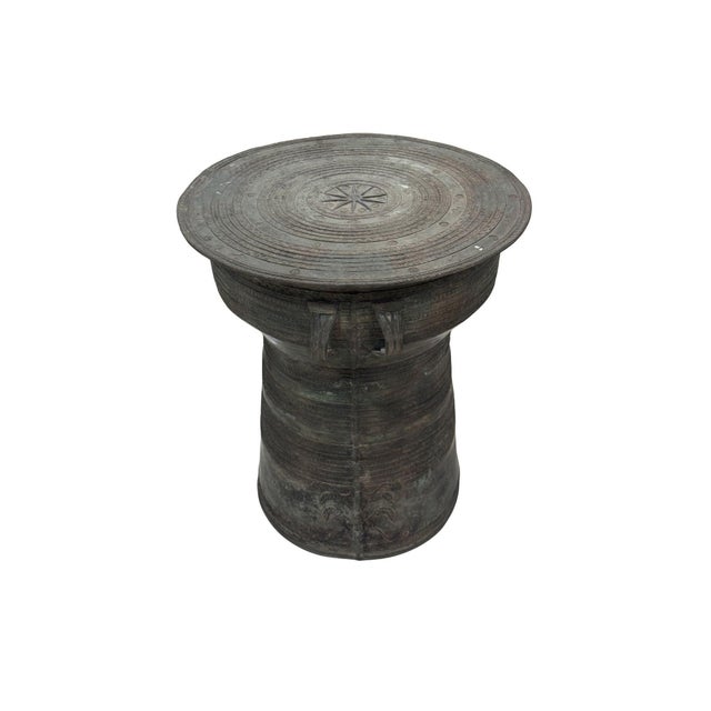 Cast Bronze Rain Drum With Elaborate Detail Patina Finish For Sale - Image 13 of 13