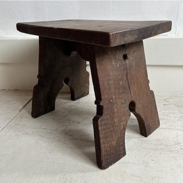 Rustic Oak Stool, 1920s For Sale - Image 3 of 17