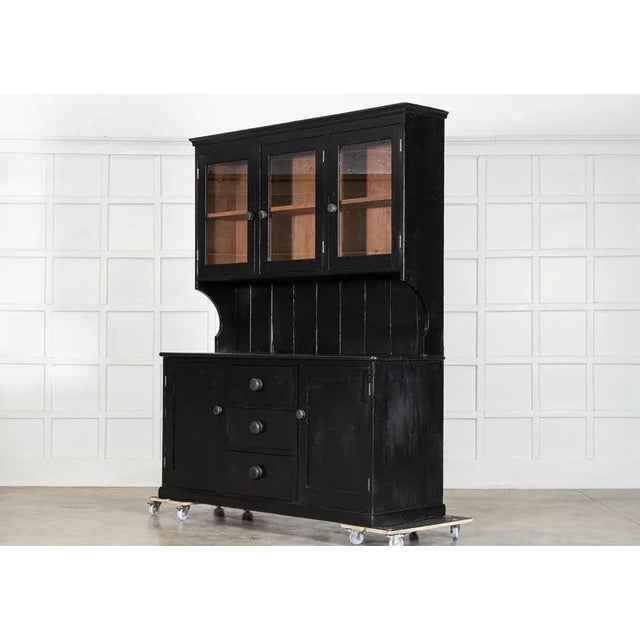 Late 19th Century Large English Ebonised Pine Butler's Pantry Cabinet, 1890s For Sale - Image 5 of 11