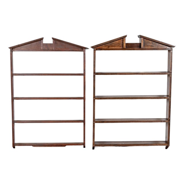 Vintage Wooden Wall Mounted Plate Racks—A Pair For Sale
