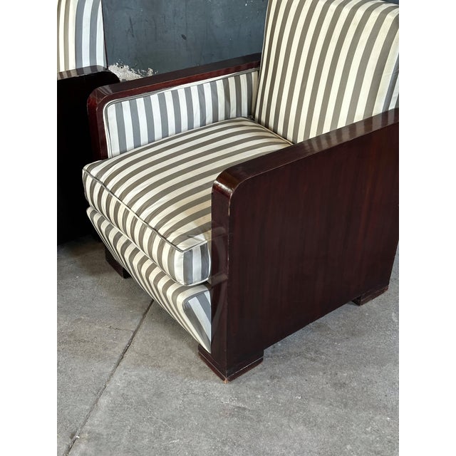 Early 20th Century Early 20th Century Pair French Art Deco Club Chairs For Sale - Image 5 of 10