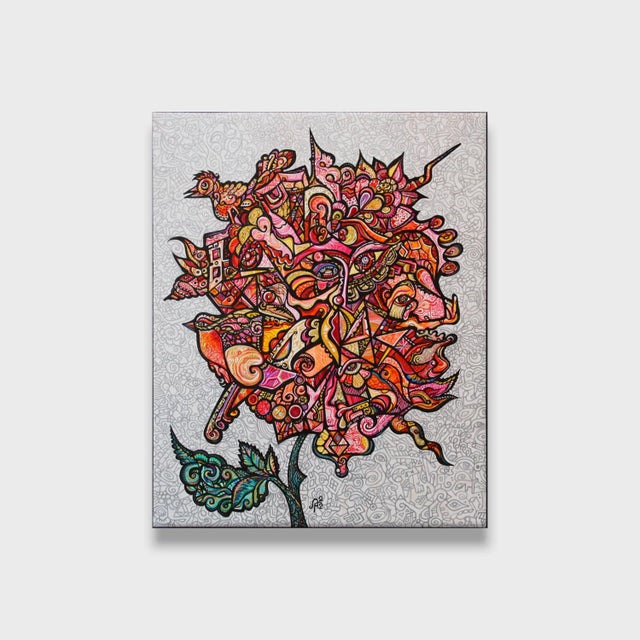 This is a one of a kind original abstract cubist acrylic painting on canvas by San Diego artist, Alexander Arshansky. Its...