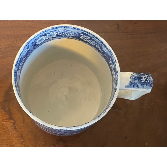 Antique Early 19th Century English George III Staffordshire Pearlware Blue & White Pottery Porter's Tankard Mug Circa 1820 For Sale - Image 10 of 14