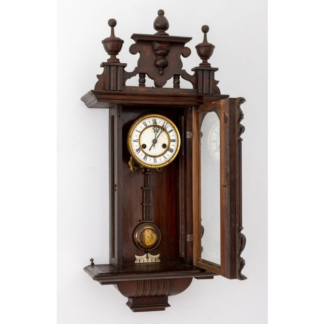 Vienna Mahogany Regulator Wall Clock, Ca. 1900 For Sale - Image 4 of 9