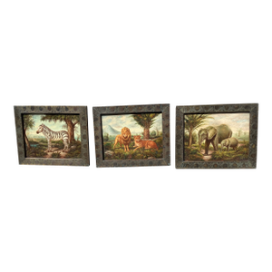 1980s Maitland-Smith Safari Oil Paintings - Set of 3