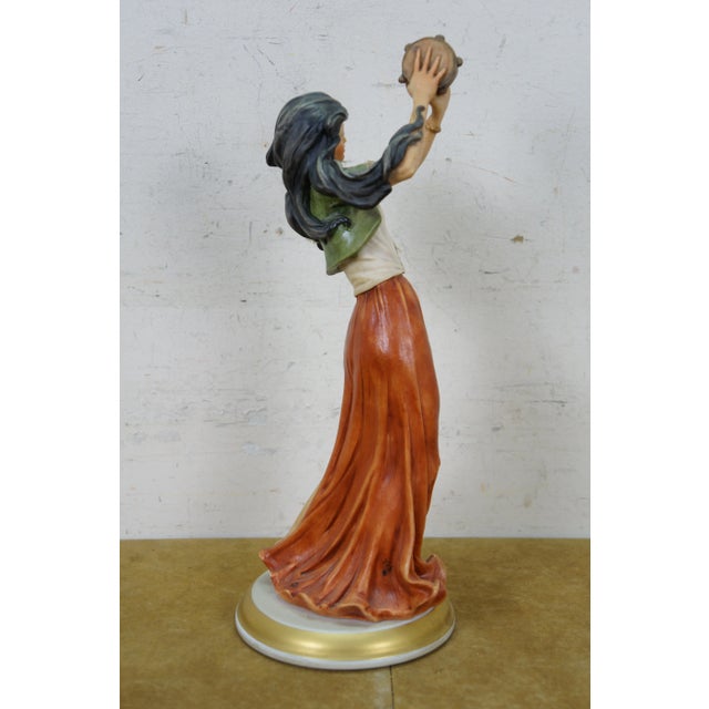 Giuseppe Armani Italian Gypsy Dancer Tambourine Figurine 14" For Sale - Image 4 of 14