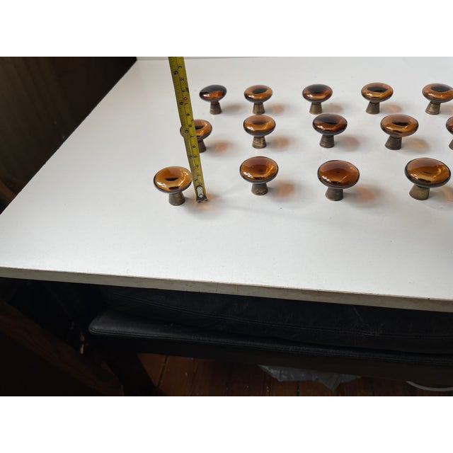1960s Vintage Swedish Amber Glass Cabinet Knobs, 1960s, Set of 16 For Sale - Image 5 of 9