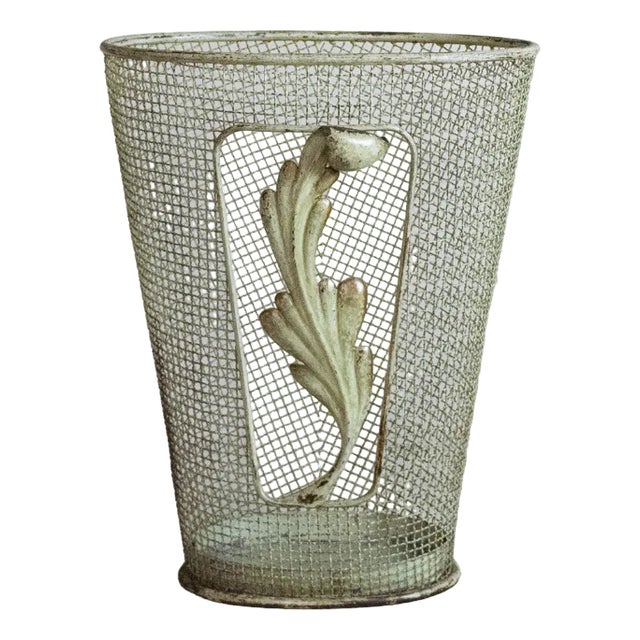 Metal Umbrella Stand with Embellished Leaf, 1950s For Sale