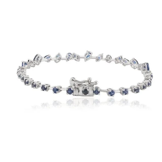 Not Yet Made - Made To Order 18k Gold Blue Sapphire Tennis Bracelet For Sale - Image 5 of 8