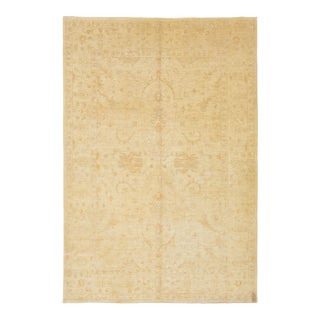 Modern Paki Peshawar Hand-Knotted Wool Rug in Beige With Floral Pattern For Sale
