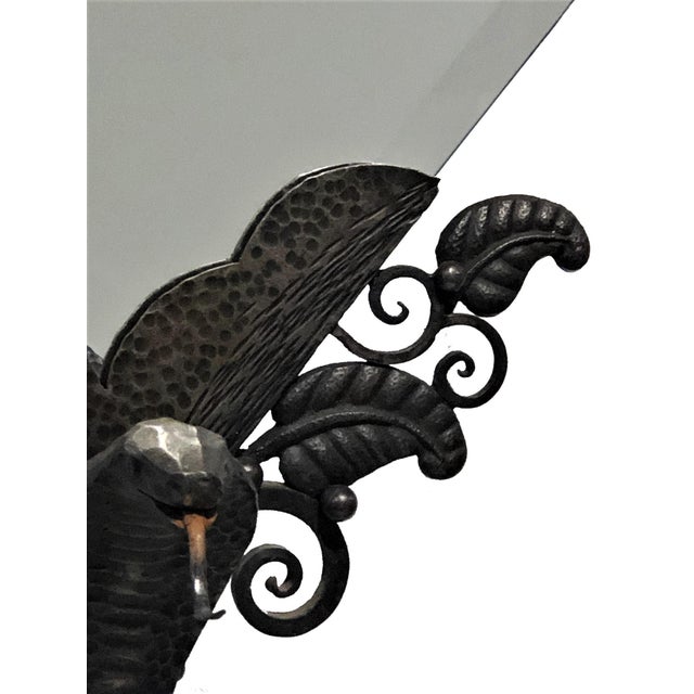 Early 20th Century Edgar Brandt Attr., French Art Deco Wrought Table Mirror, ca. 1920's For Sale - Image 5 of 12