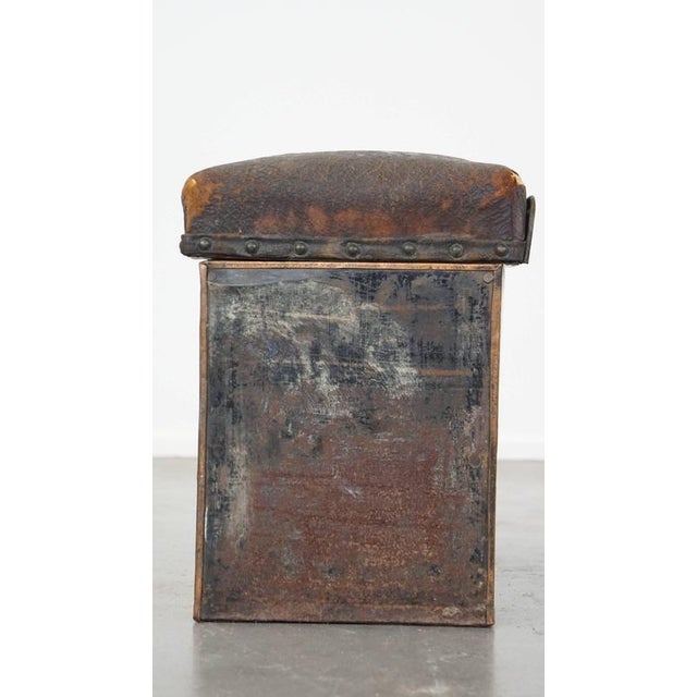 Antique Copper Fireplace Sofa/Club Fender with Leather Seats & Storage Space For Sale - Image 5 of 18