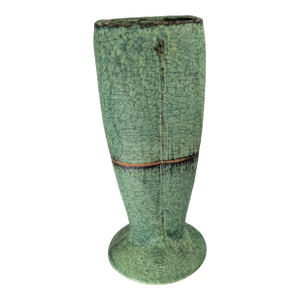 Late 20th Century Art Pottery Vase in Copper Verdigris Green Attributed to Randy Johnston