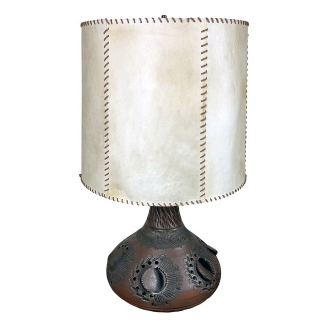 Mid-Century Modern Brown Ceramic Table Lamp, 1960s For Sale