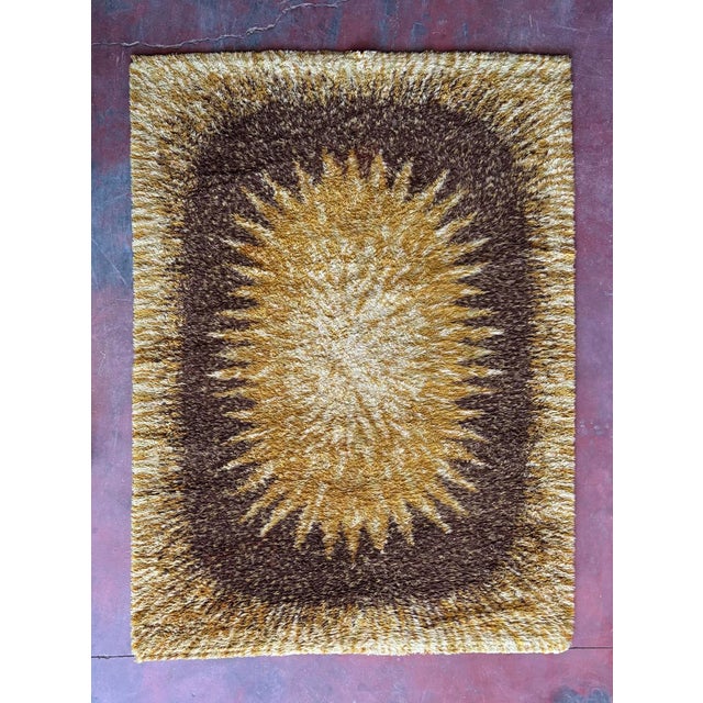 Scandinavian Rya Rug in Wool, 1970s For Sale - Image 3 of 5