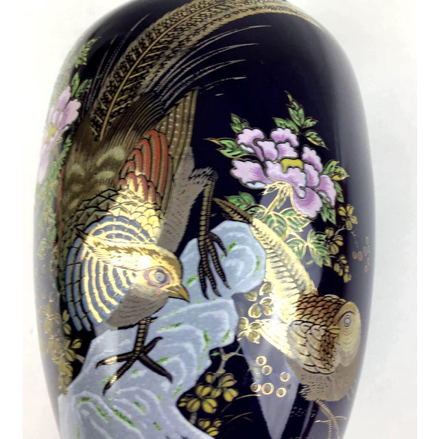 Vintage Cobalt Porcelain Hand Painted Vase Japan For Sale In Portland, ME - Image 6 of 10