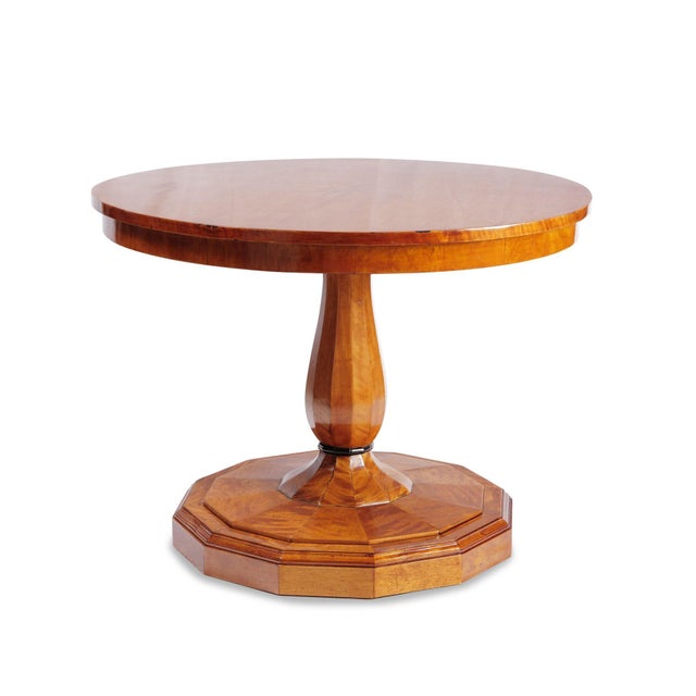 Biedermeier Style Birch Salon Table with Star Inlay, 1860s For Sale - Image 3 of 4