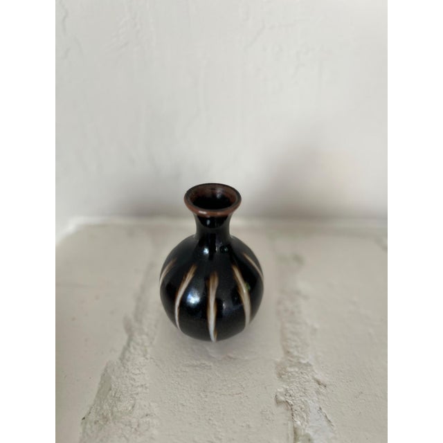 Miniature Tenmoku Black Glaze Studio Bud Vase For Sale In San Francisco - Image 6 of 15