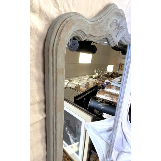 Vintage French Country Wood Mirror With Distressed Finish For Sale - Image 9 of 13